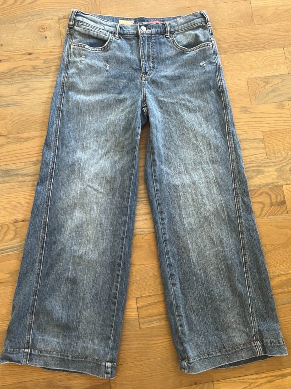 Anthropologie Pilcro Wide Leg Jeans Size 29 Distressed Stretch Denim - Picture 2 of 5